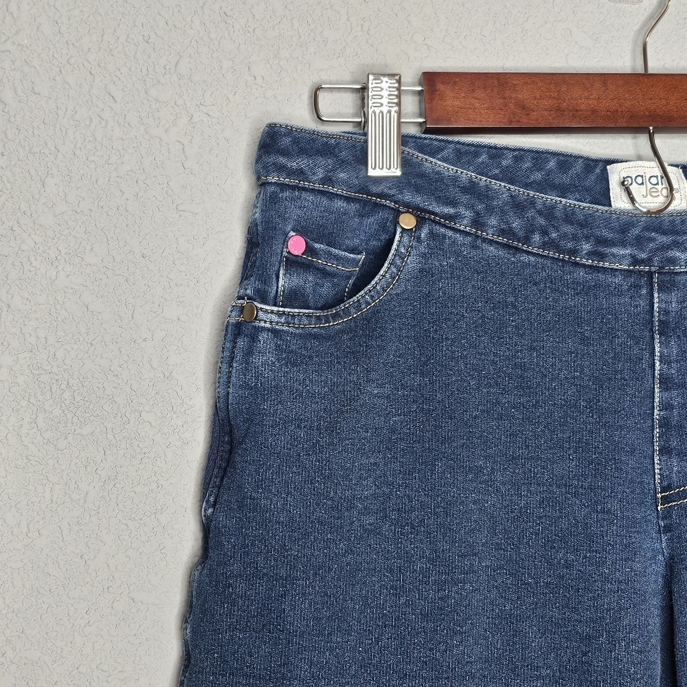 Pajama Jeans Womens Medium Blue Straight Leg Pink Drawstring Comfy Pull On - Picture 4 of 12